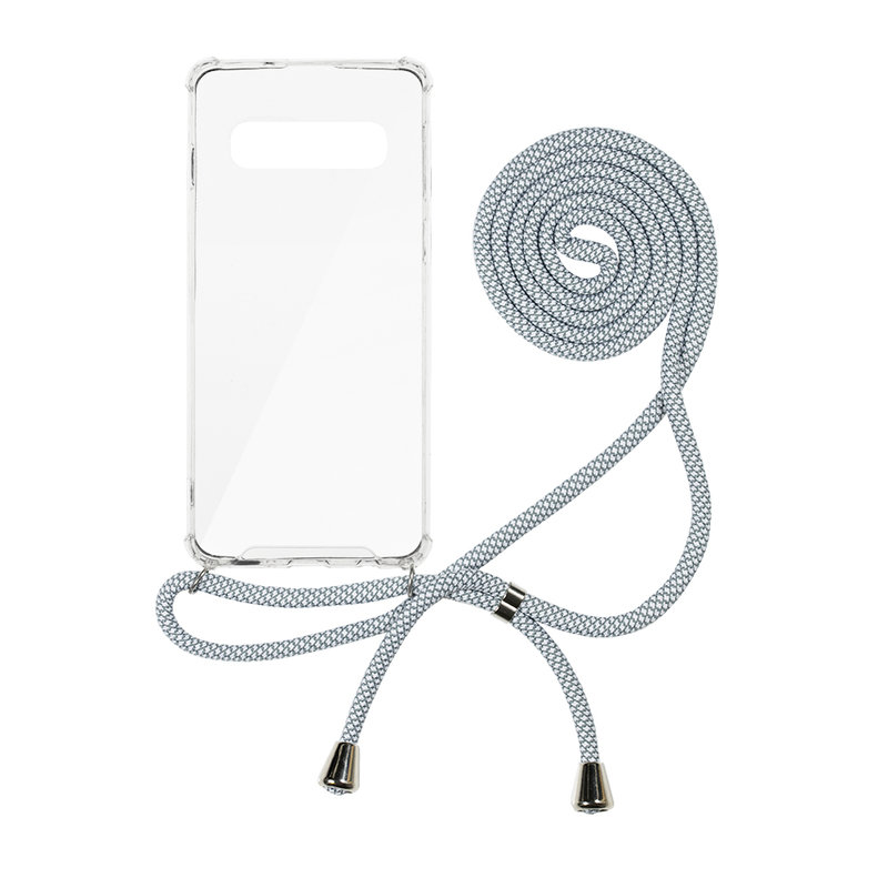 Husa Samsung Galaxy S10 Cord Case Silicon Transparent cu Snur Alb