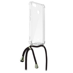 Husa Xiaomi Redmi 6 Cord Case Silicon Transparent cu Snur Negru