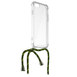 Husa iPhone 7 Cord Case Silicon Transparent cu Snur Verde