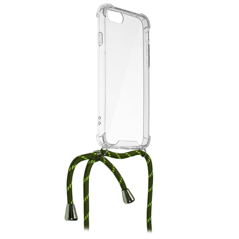Husa iPhone 8 Cord Case Silicon Transparent cu Snur Verde