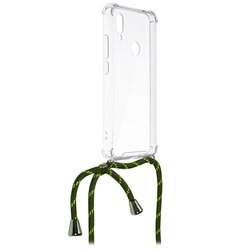 Husa Xiaomi Redmi Note 7 Cord Case Silicon Transparent cu Snur Verde