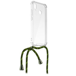 Husa Huawei P20 Lite Cord Case Silicon Transparent cu Snur Verde