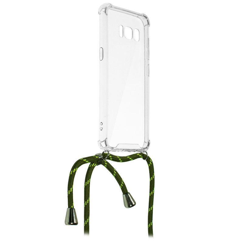 Husa Samsung Galaxy S8 Cord Case Silicon Transparent cu Snur Verde