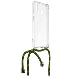 Husa Samsung Galaxy M20 Cord Case Silicon Transparent cu Snur Verde