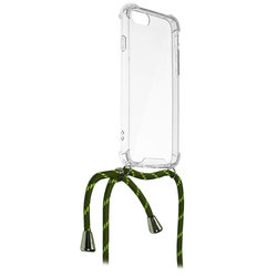 Husa iPhone 5 / 5s / SE Cord Case Silicon Transparent cu Snur Verde
