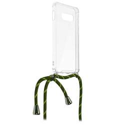 Husa Samsung Galaxy S10e Cord Case Silicon Transparent cu Snur Verde