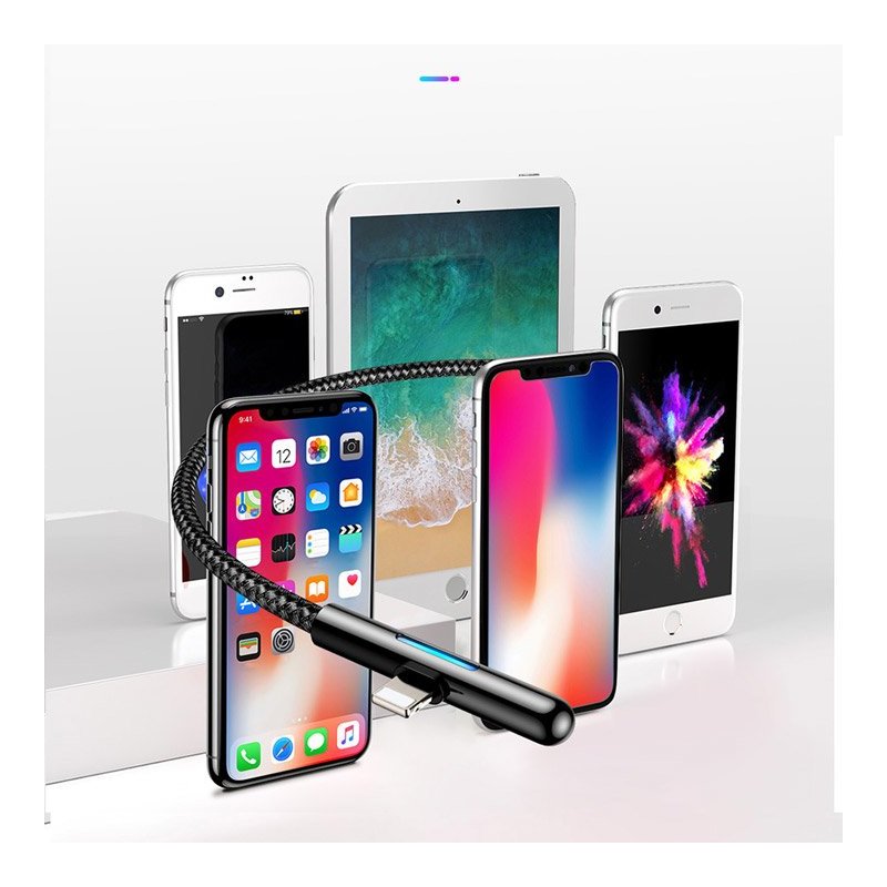 Cablu De Date Lightning Baseus Iridescent Lamp 2.4A, 1M - Black CAL7C-A01