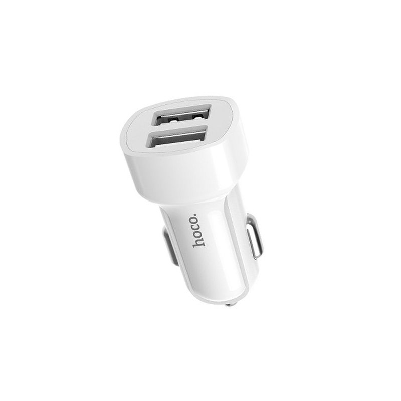 Incarcator Auto Hoco Z2A 2xUSB 2.4A + Cablu MicroUSB - Alb