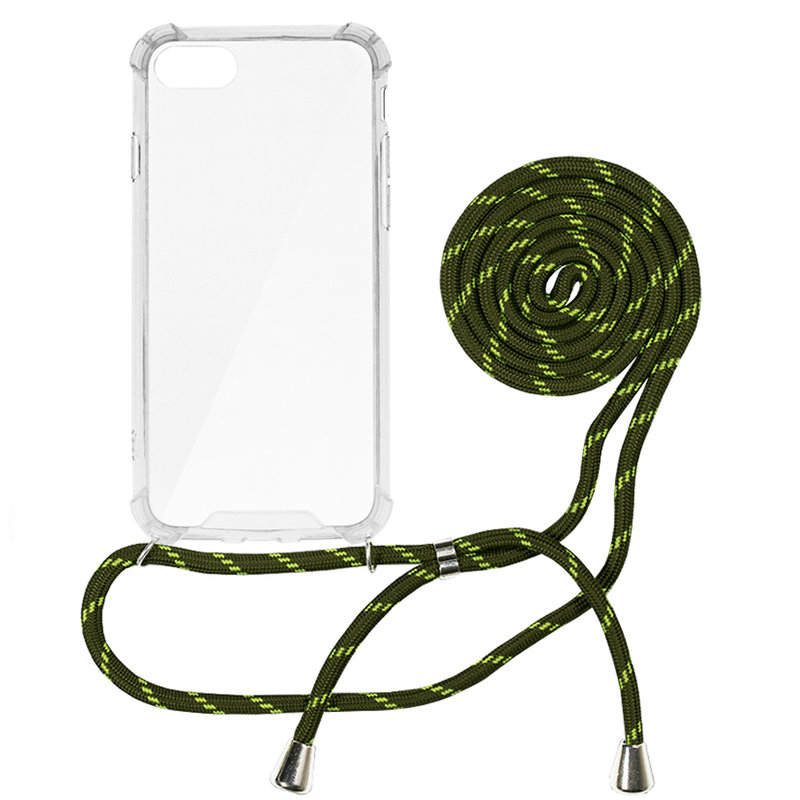 Husa iPhone 8 Cord Case Silicon Transparent cu Snur Verde