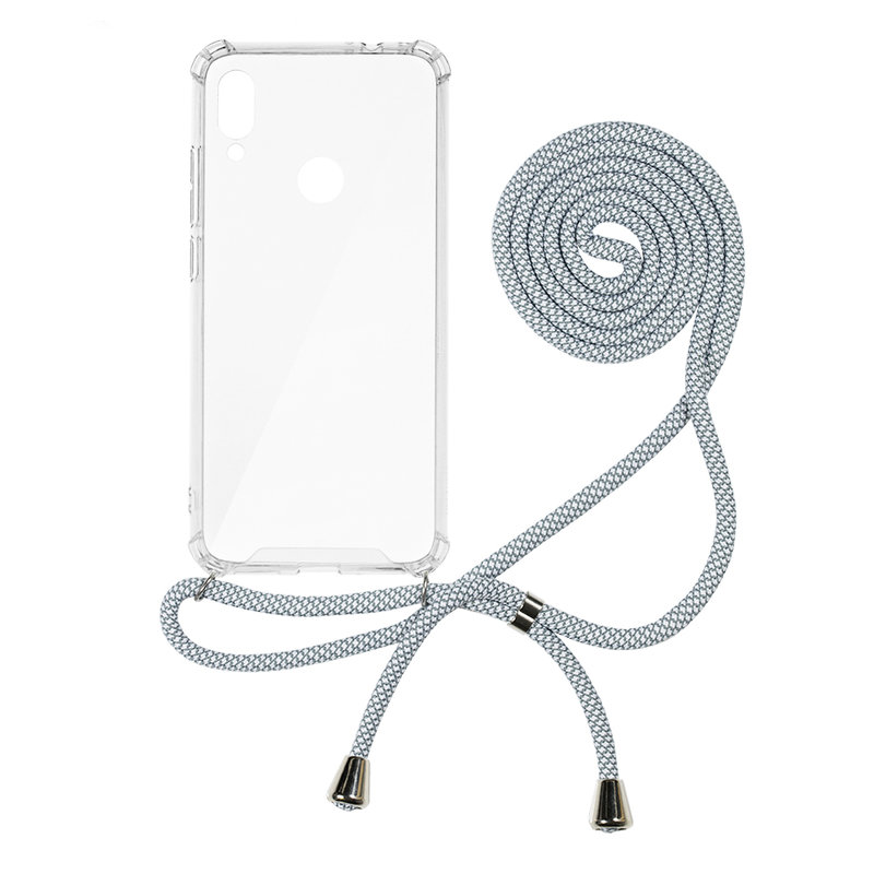 Husa Xiaomi Redmi Note 7 Cord Case Silicon Transparent cu Snur Alb