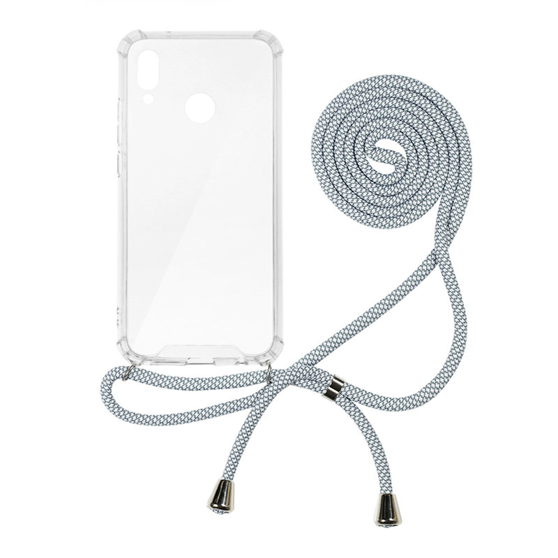 Husa Huawei P20 Lite Cord Case Silicon Transparent cu Snur Alb