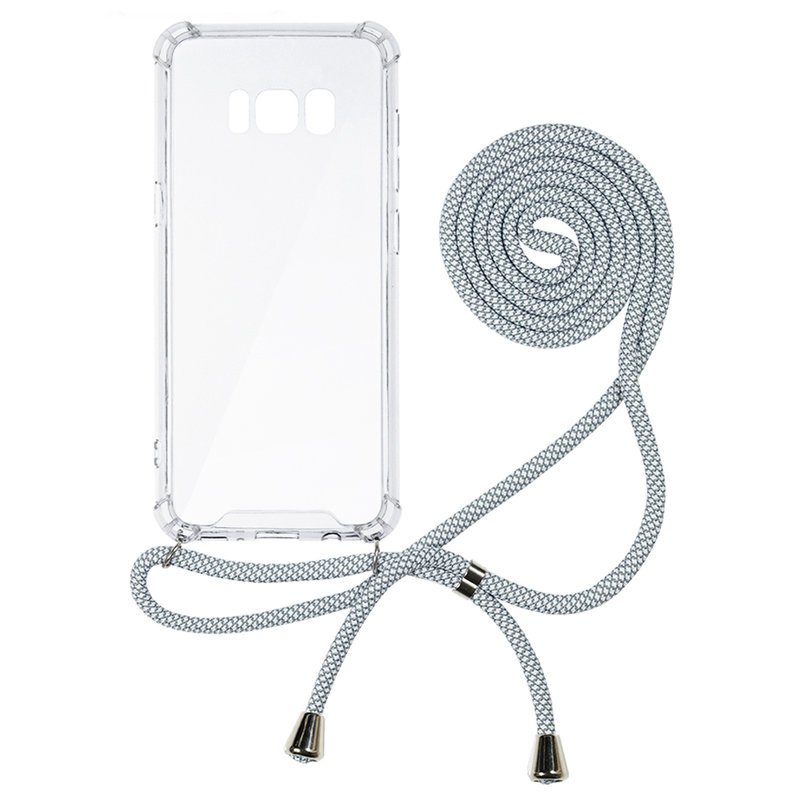 Husa Samsung Galaxy S8 Cord Case Silicon Transparent cu Snur Alb
