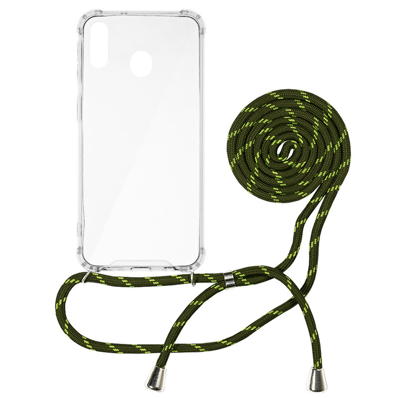 Husa Samsung Galaxy M20 Cord Case Silicon Transparent cu Snur Verde