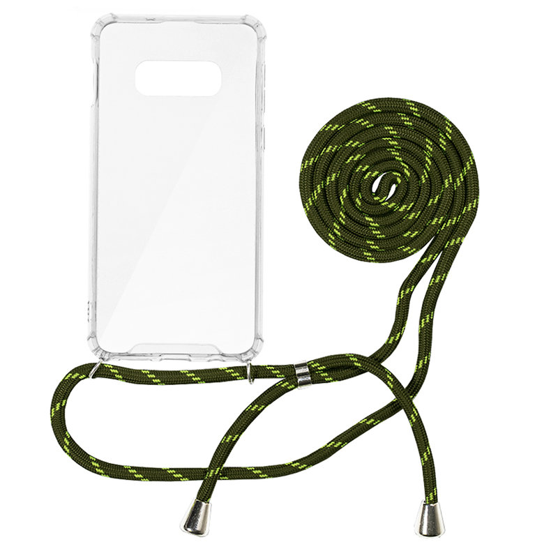 Husa Samsung Galaxy S10e Cord Case Silicon Transparent cu Snur Verde