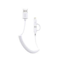 Cablu De Date 2in1Lightning si Micro-USB Awei CL-53 Fast Charge 2.4A - Alb