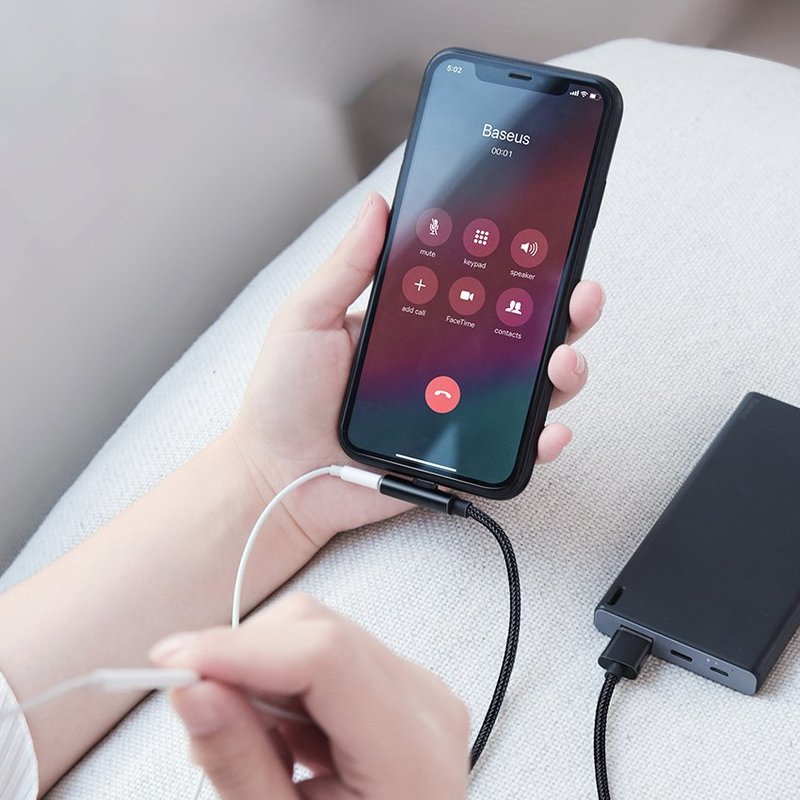 Cablu audio iPhone convertor USB 2xLightning Baseus, CALLD-B01