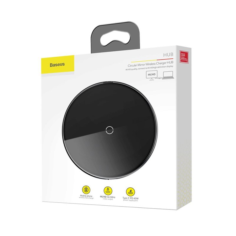 Incarcator Wireless / Docking Station HUB, Baseus 6in1, Cu Port HDMI 4K - Negru WXJMY-A0G