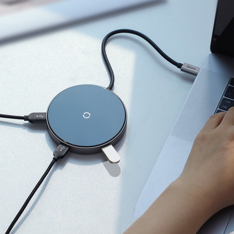 Incarcator Wireless / Docking Station HUB, Baseus 6in1, Cu Port HDMI 4K - Negru WXJMY-A0G