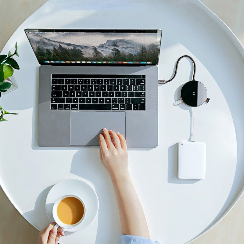 Incarcator Wireless / Docking Station HUB, Baseus 6in1, Cu Port HDMI 4K - Negru WXJMY-A0G