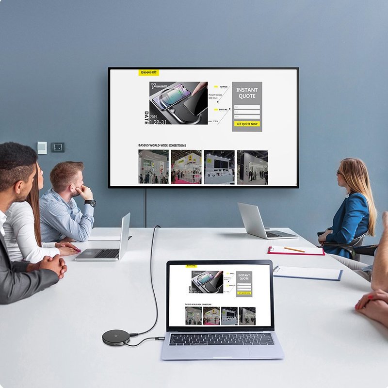 Incarcator Wireless / Docking Station HUB, Baseus 6in1, Cu Port HDMI 4K - Negru WXJMY-A0G