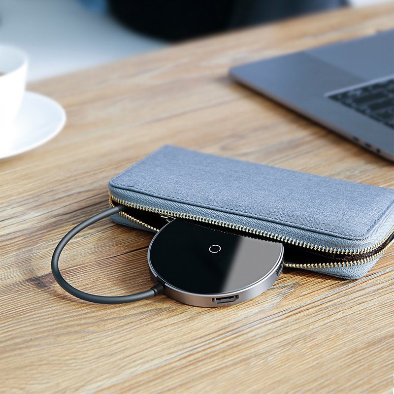 Incarcator Wireless / Docking Station HUB, Baseus 6in1, Cu Port HDMI 4K - Negru WXJMY-A0G