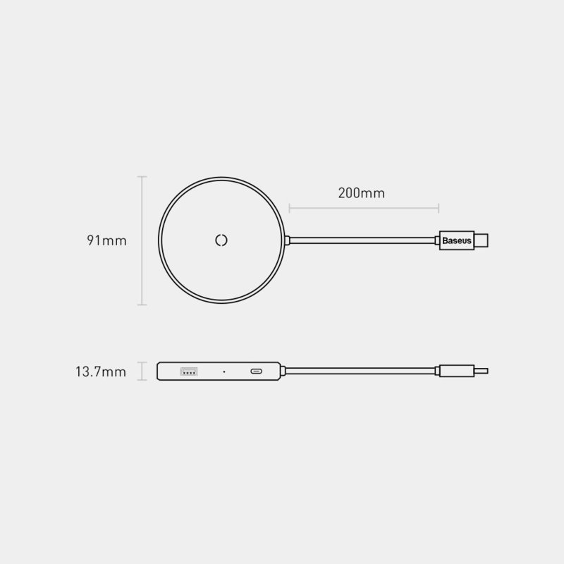Incarcator Wireless / Docking Station HUB, Baseus 6in1, Cu Port HDMI 4K - Negru WXJMY-A0G