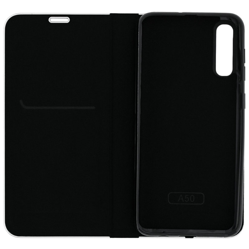 Husa Luna Book Samsung Galaxy A50 Flip Carbon Negru