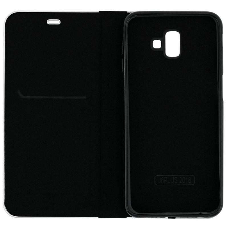 Husa Luna Book Samsung Galaxy J6 Plus Flip Carbon Negru