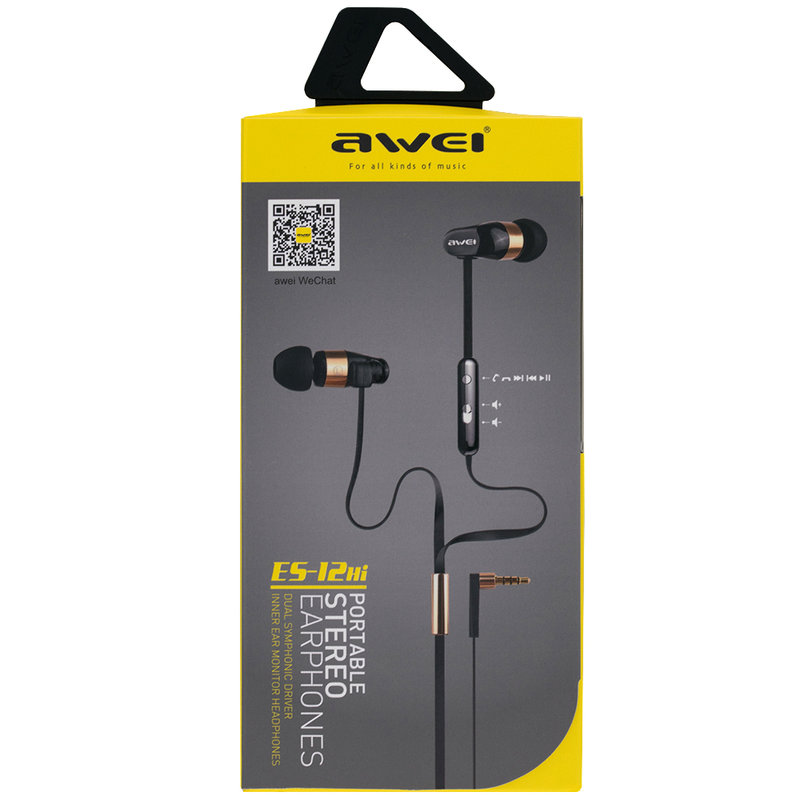 Casti In-Ear Cu Microfon Awei Dual Symphonic ES12HI - Negru