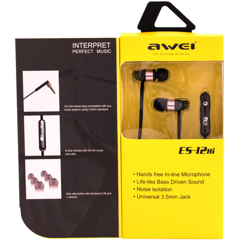 Casti In-Ear Cu Microfon Awei Dual Symphonic ES12HI - Negru