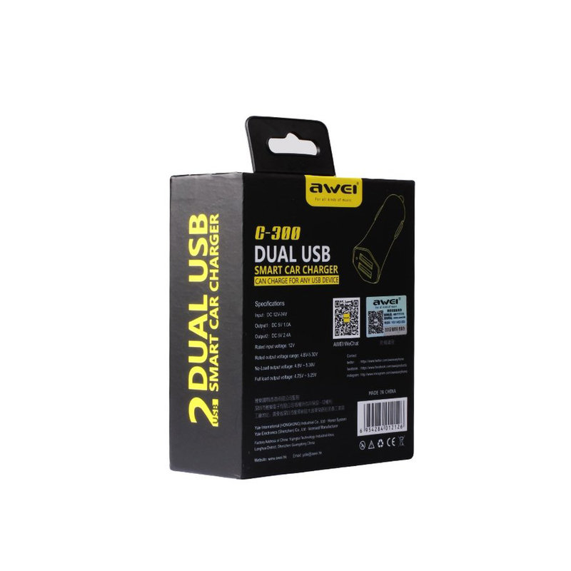 Incarcator Auto Awei C-300 Dual USB 3.4A - Alb