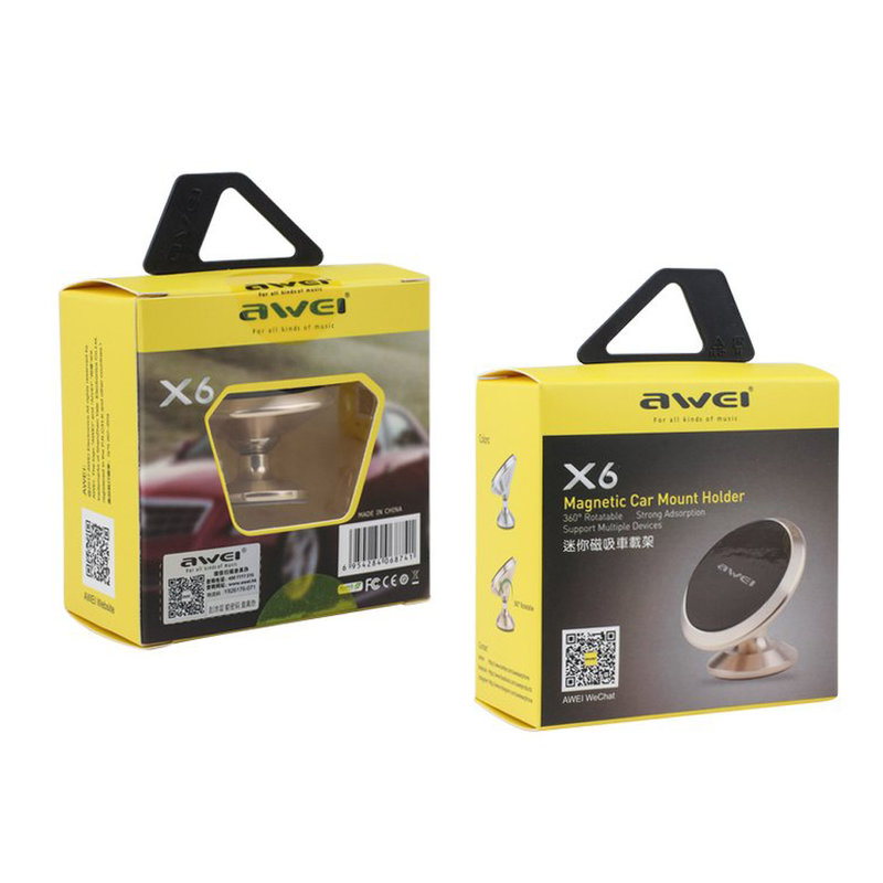 Suport Auto Magnetic Awei X6 Pentru Telefon - Silver