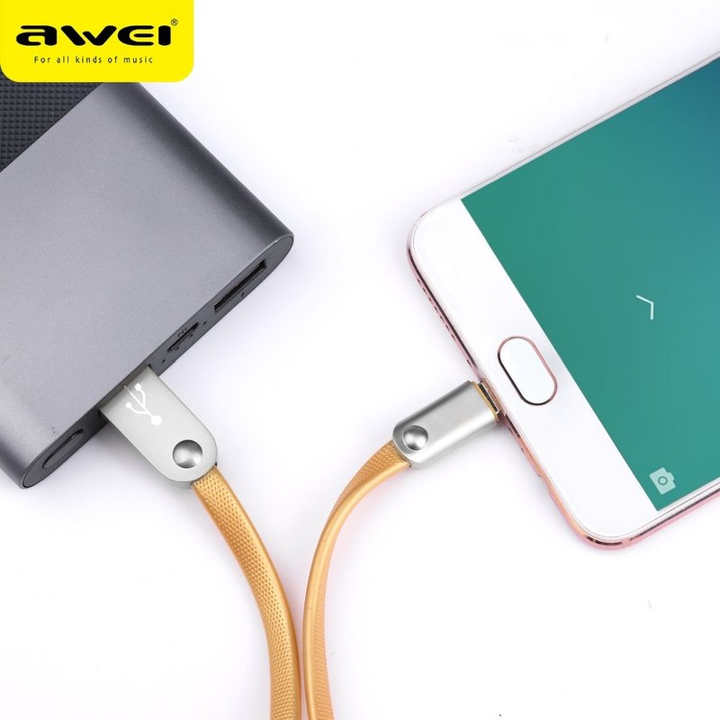 Cablu de date Awei CL-18 Micro-USB Fast Charge 3.0, 2M – Maro
