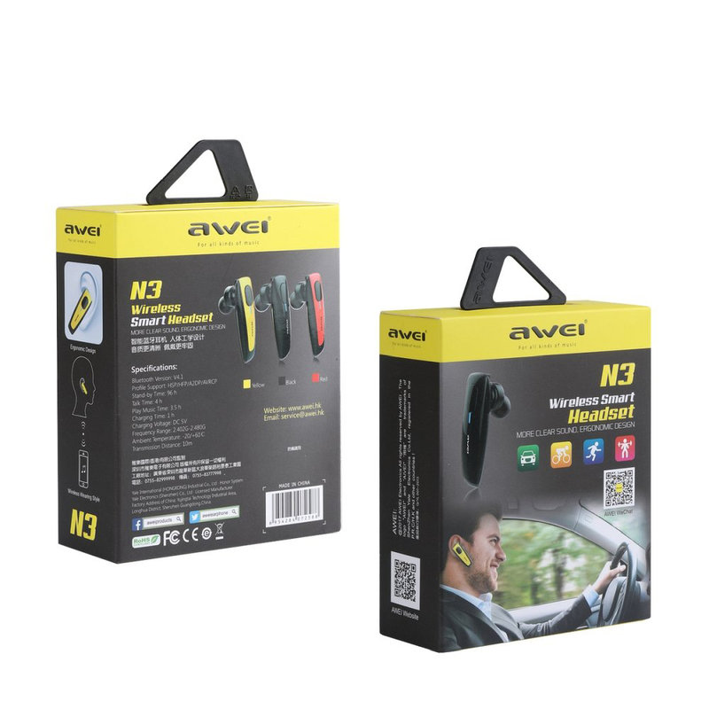 Casca Bluetooth Awei N3 Multipoint - Black