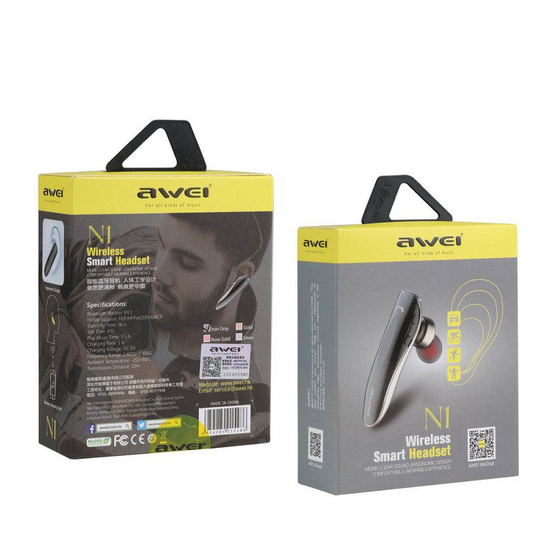 Casca Bluetooth Awei N1 Multipoint - Gri