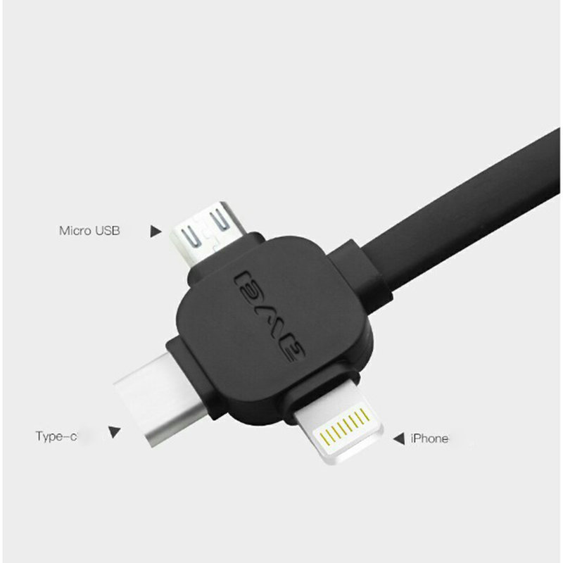 Cablu de date 3in1 Remax Awei CL-82 Micro-USB, Lightning, Type-C – Negru