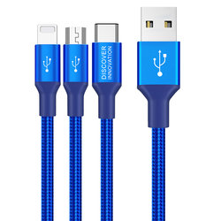 Cablu Nillkin Lighting/Micro-USB/Type-C 3 in 1 - Blue