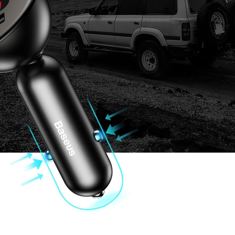 Incarcator Auto Baseus 360° Rotation 2xUSB 4.8A Digital Display - CCALL-YT09 - Rosu