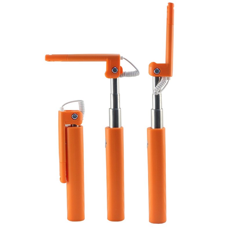 Selfie Stick Mini Lightning Cu Buton Declansator - Orange