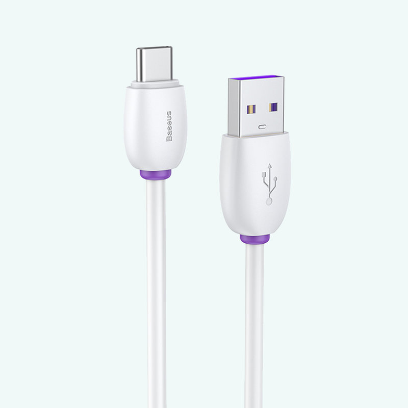 Cablu de date Baseus Purple Ring Quick Charge Type-C 40W/5A - White CATZS-02