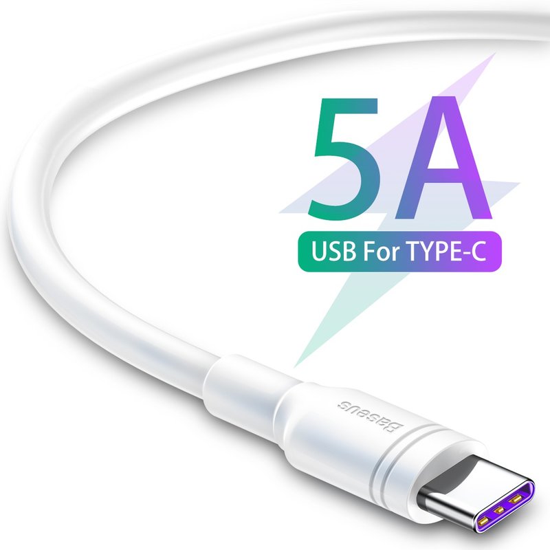 Cablu de date Baseus Purple Ring Quick Charge Type-C 40W/5A - White CATZS-02