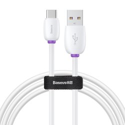Cablu de date Baseus Purple Ring Quick Charge Type-C 40W/5A - White CATZS-02