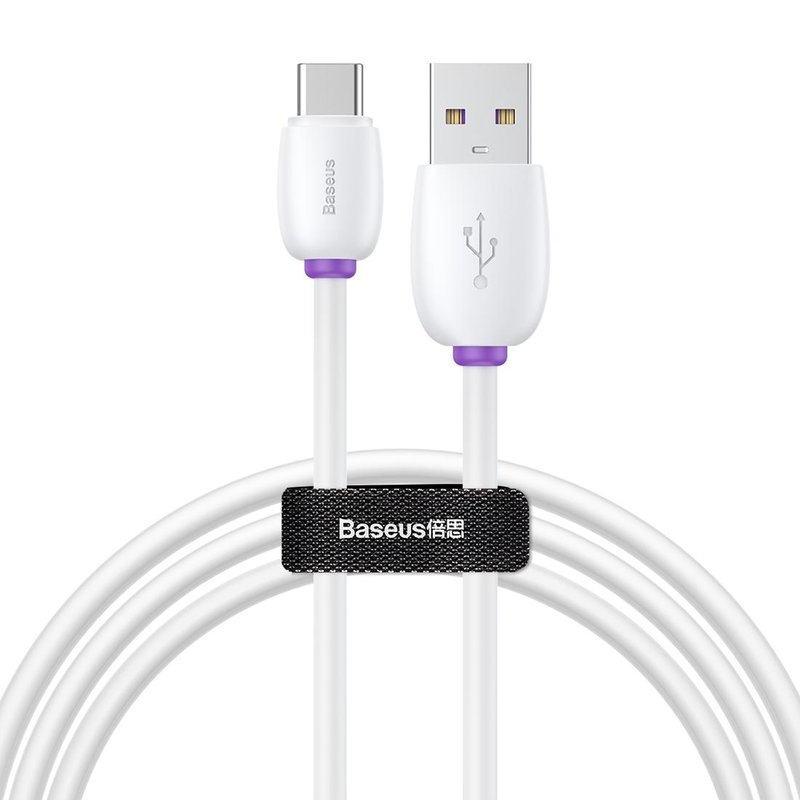 Cablu de date Baseus Purple Ring Quick Charge Type-C 40W/5A - White CATZS-02