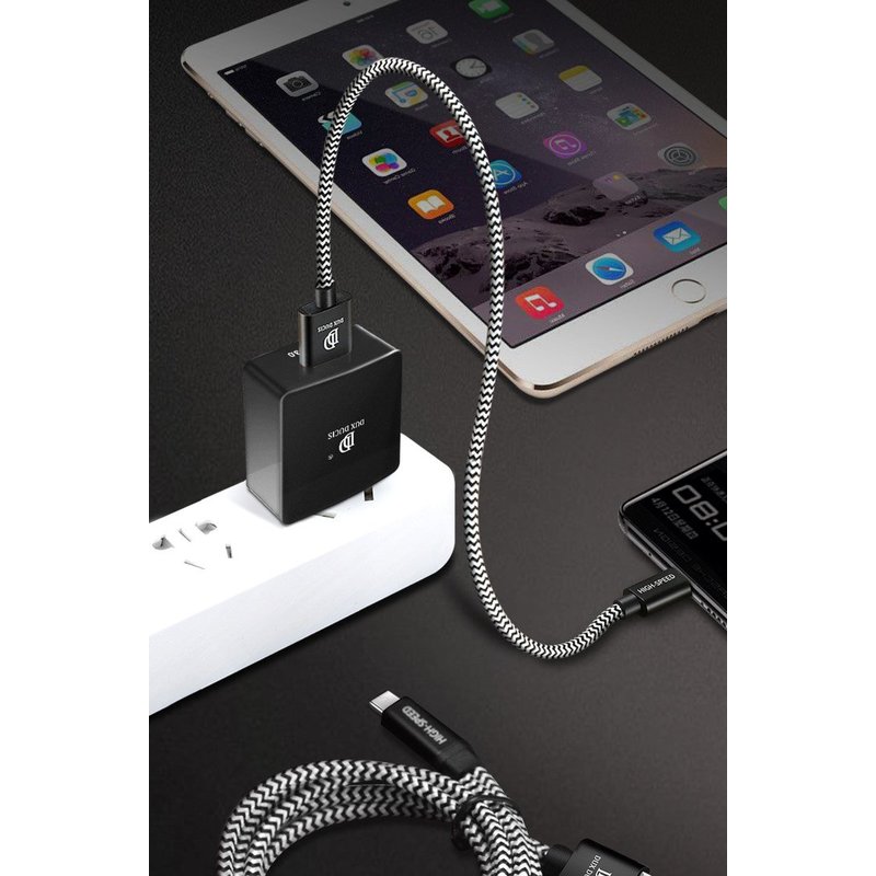 Incarcator Priza Dux Ducis C30 Doua Porturi, USB, Type-C PD 3.0 - Black