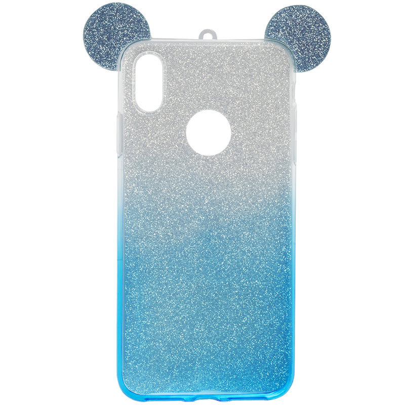 Husa iPhone XS Max Gradient Color TPU Mouse Bling Glitter - Albastru