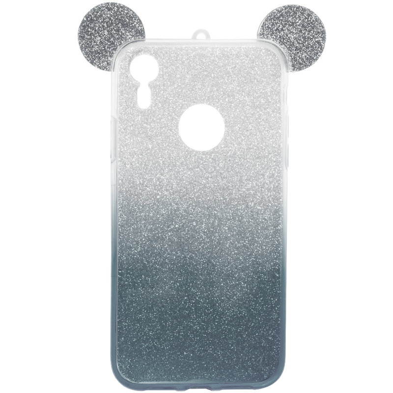 Husa iPhone XR Gradient Color TPU Mouse Bling Glitter - Negru