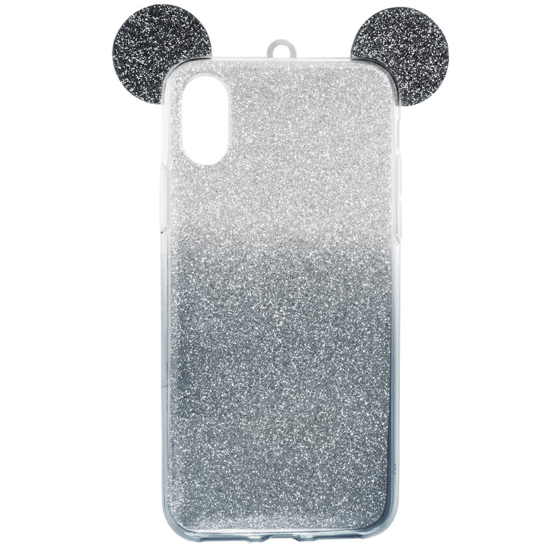 Husa iPhone X, iPhone 10 Gradient Color TPU Mouse Bling Glitter - Negru