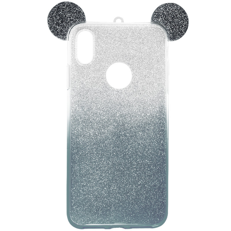 Husa iPhone XS Max Gradient Color TPU Mouse Bling Glitter - Negru