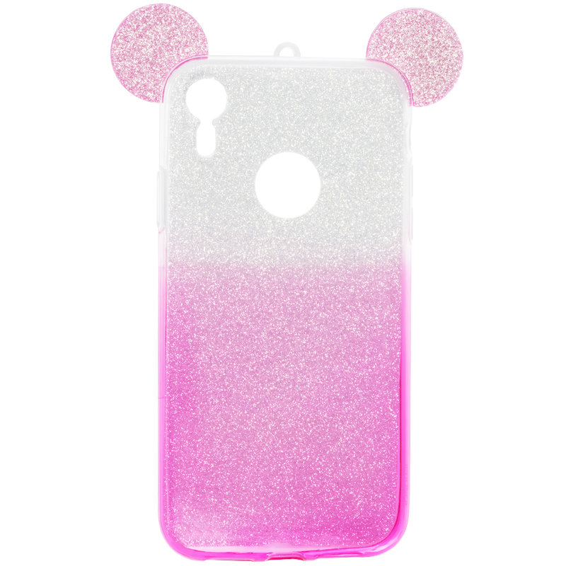 Husa iPhone XR Gradient Color TPU Mouse Bling Glitter - Roz