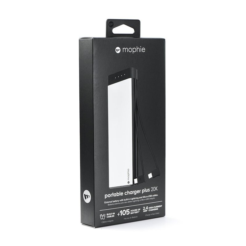 Acumulator extern 20000 mAh Mophie Quick Charge + Cablu Micro-usb - Grey